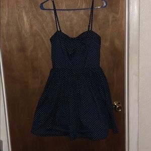 Navy blue, polka dot sun dress